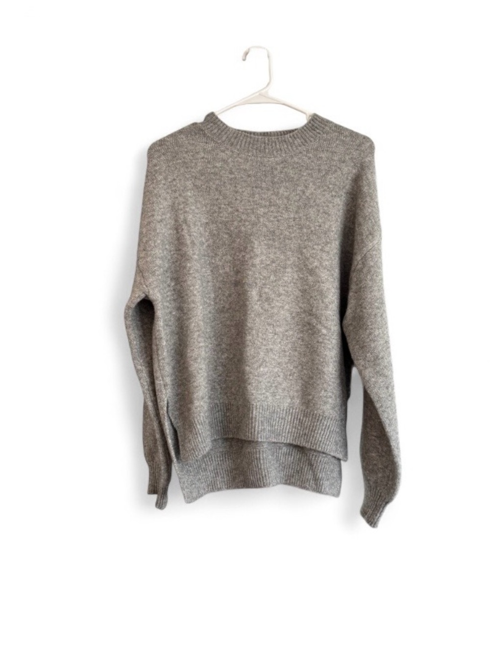 New Solid Grey Relaxed Box Fit Chunky Long Sleeve Crew Neck Sweater Size Small